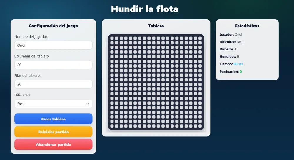 Vista del juego Hundir la Flota