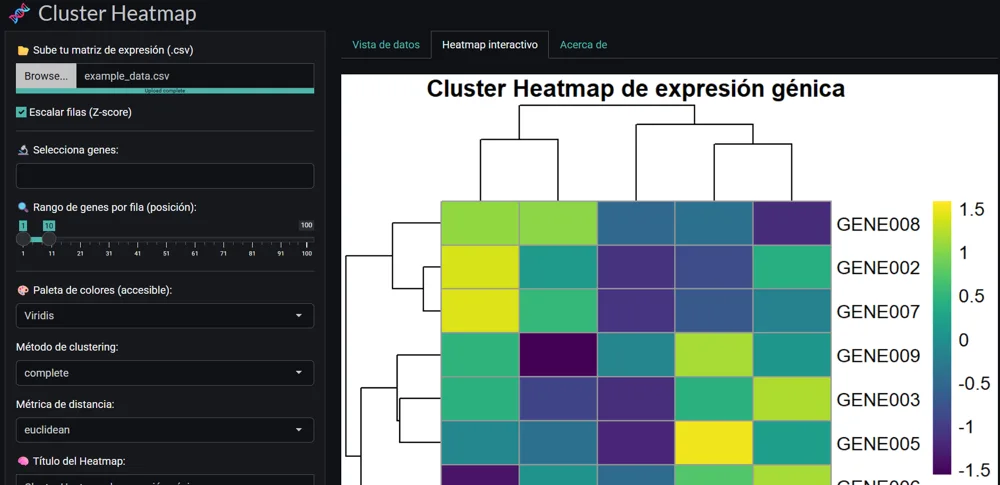 Vista del proyecto Cluster Heatmap